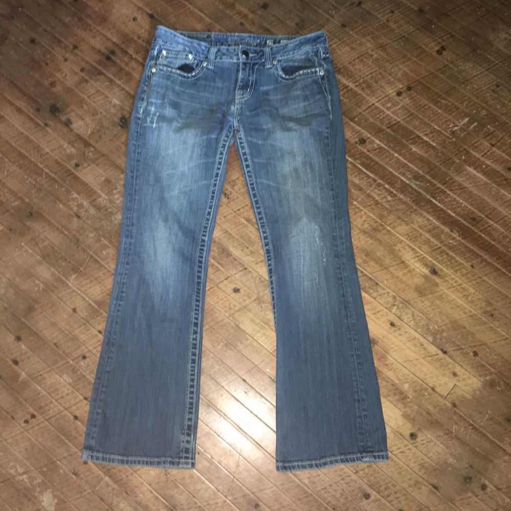 Miss Me 29 easy boot cut bling wing pocket western jeans
